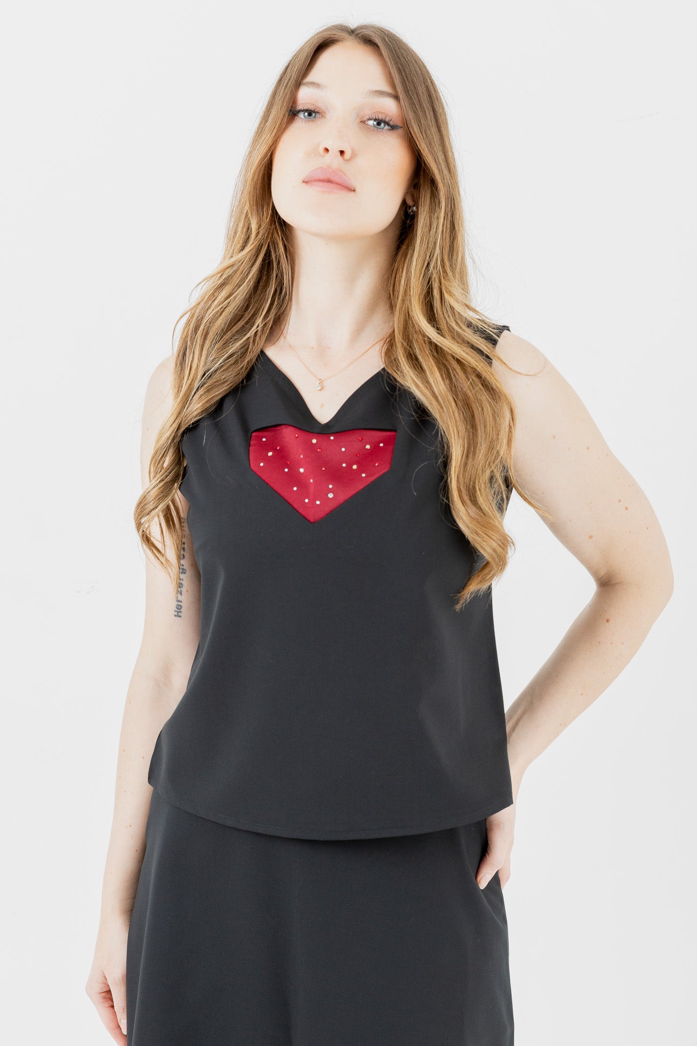 Sleeveless Top With Crystals
