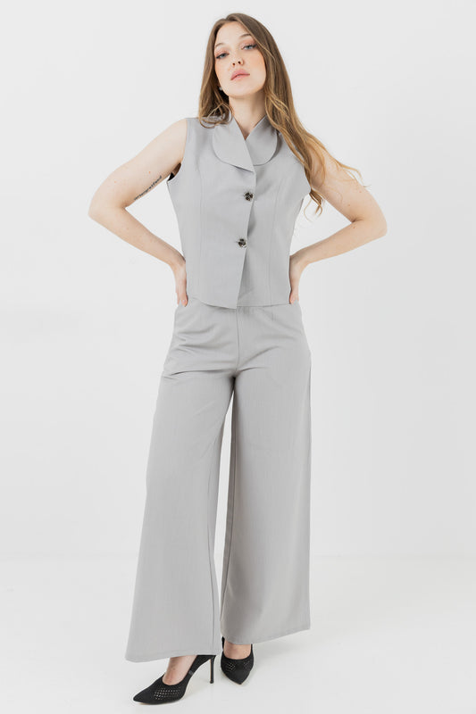 Gray Wide Leg Trouser