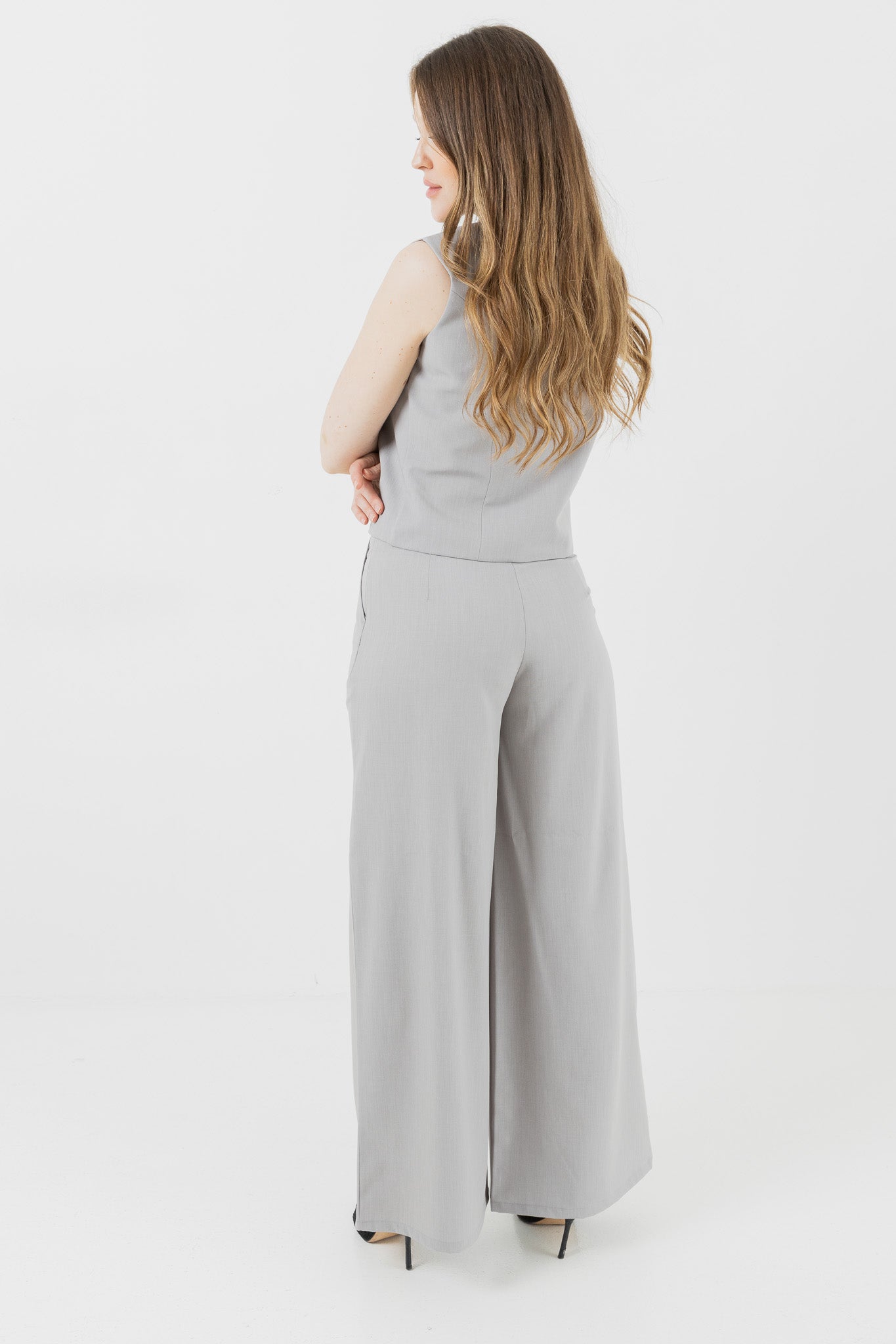 Gray Wide Leg Trouser